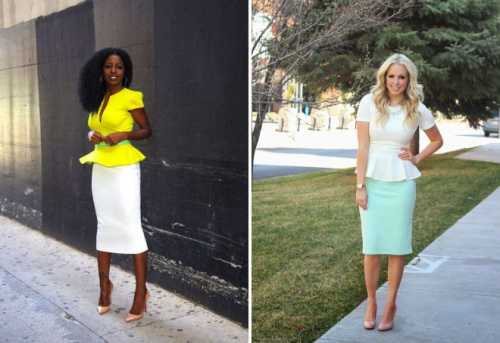 Модная блузка с баской для девушек и полных женщин